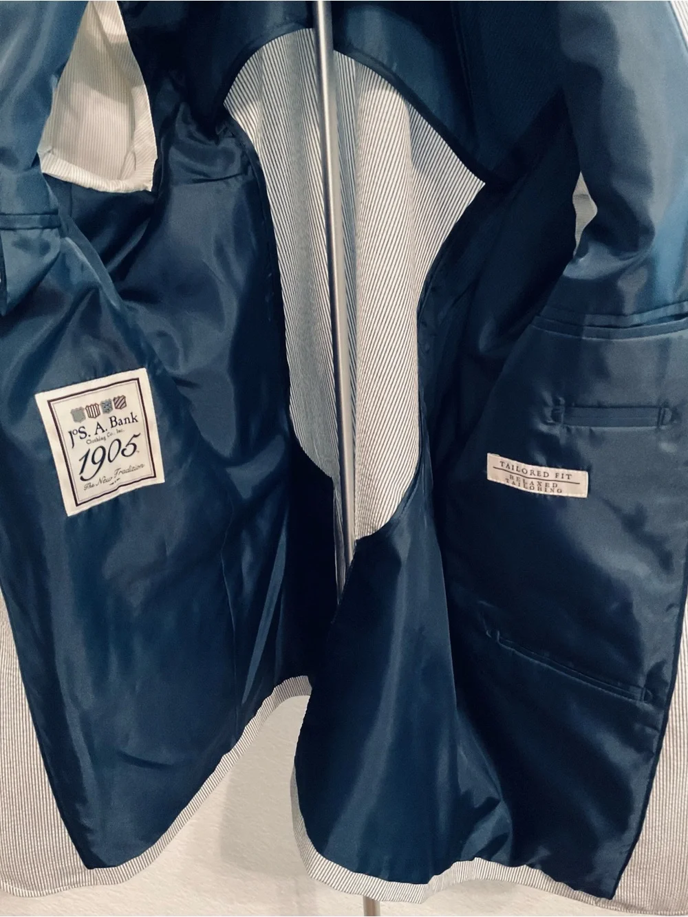 Jos. A. Bank Light Blue Seersucker Sport Coat - Two-Button Blazer